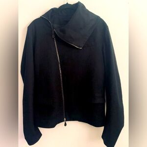 Alexander McQueen X McQ Black Wool Asymmetrical Zip Up Coat Jacket IT48 USM